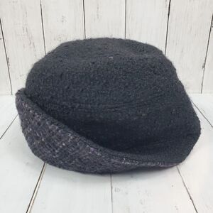 VTG Studio Donegal Tweed Wool Cloche Hat Grey Black Purple Lined Ireland Medium